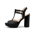 thumbnail image 6 of BLISSFUL STEP Women's Peep Toe Platform Block Heel Ankle Strap Sandals Black 5, 6 of 8