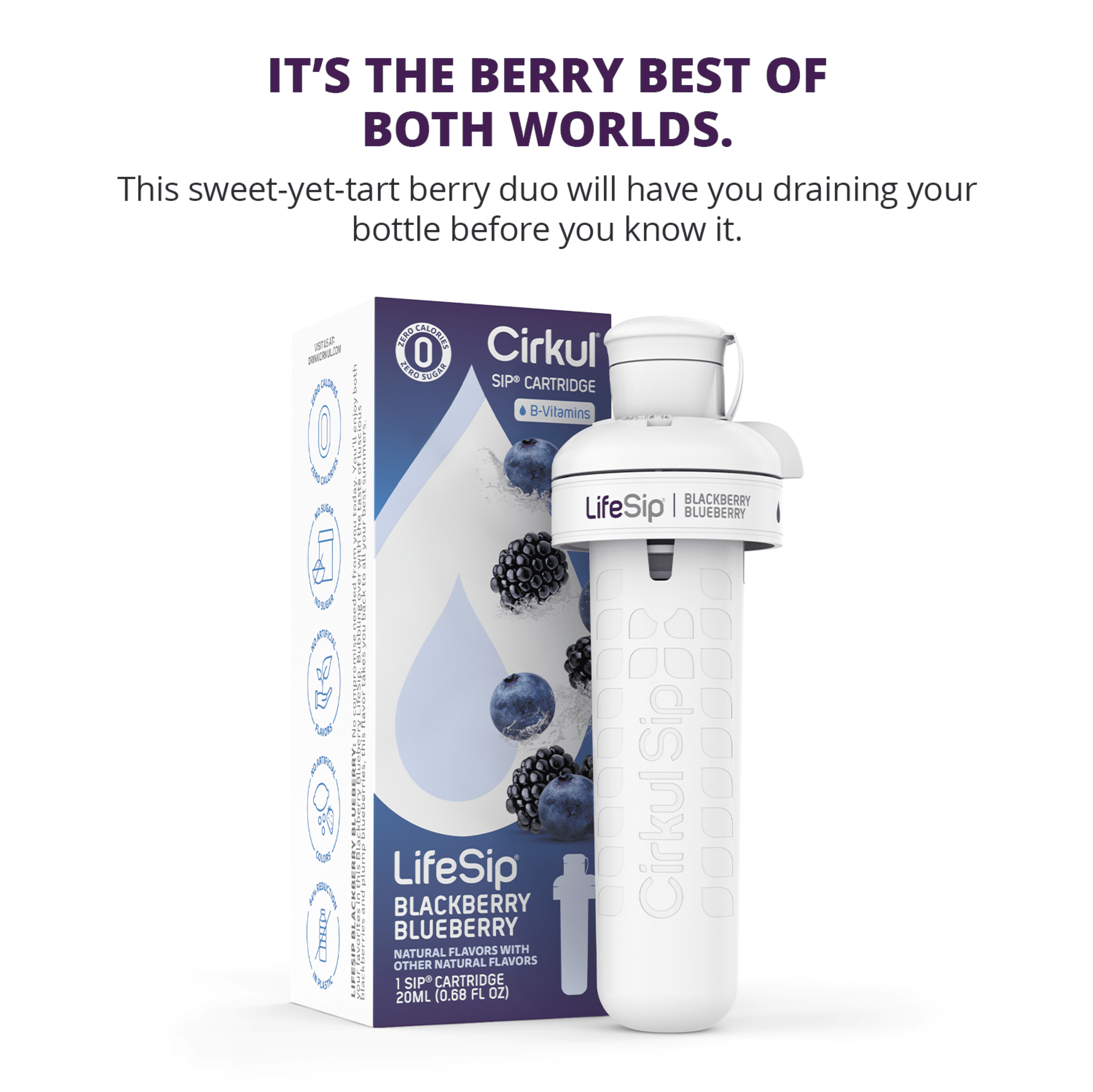 Cirkul LifeSip Blackberry Blueberry Flavor Cartridge, Drink Mix, 1-Pack
