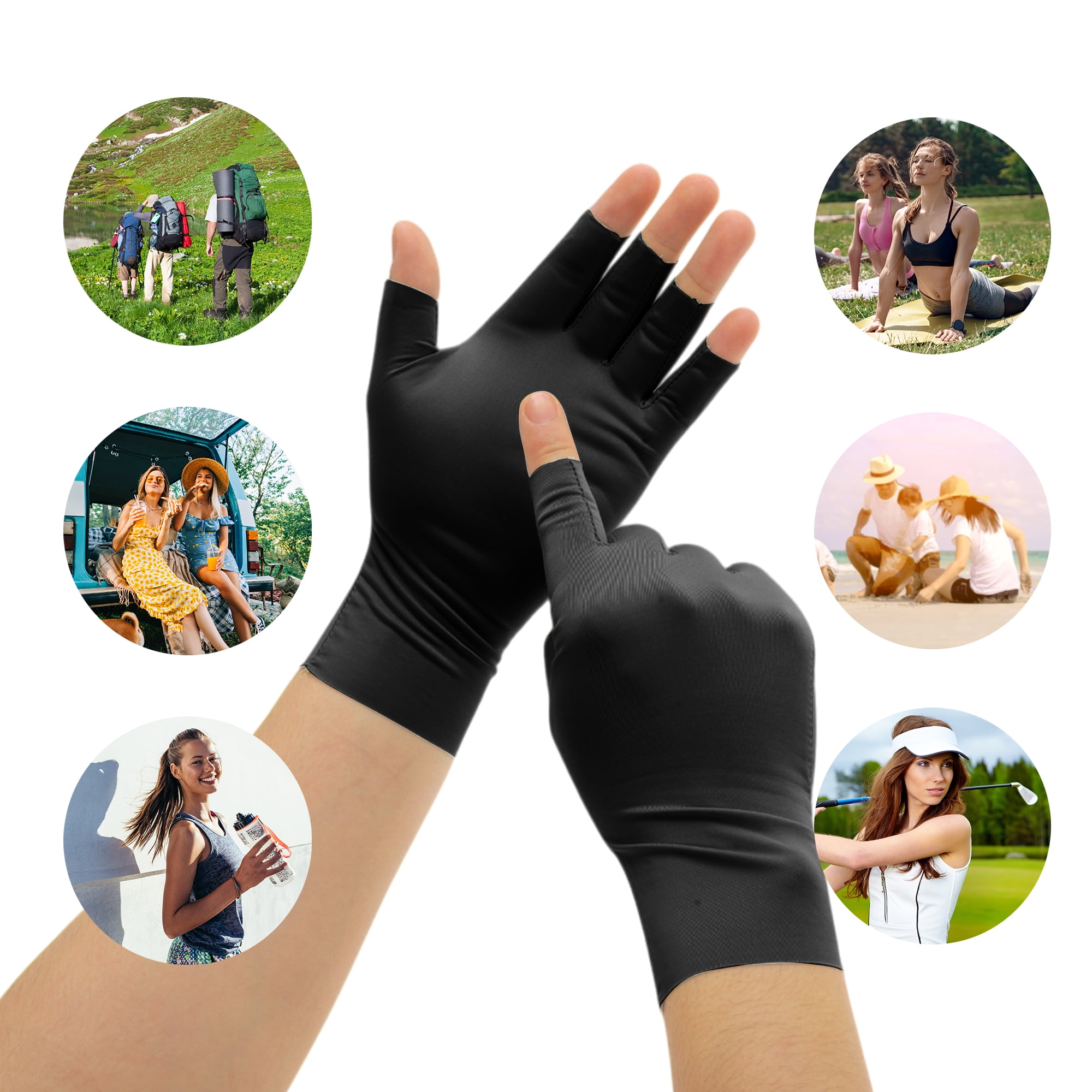Unique Bargains Thin Sunprotection Manicure Gloves 1 Pair Black