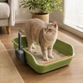thumbnail image 4 of Large Cat Litter Box, Top Entry Cat Litter Box, Cat Litter Pan with Cat Scooper, Senior Cat Litter Boxes, Detachable Easy Clean, Cat Necessities 19.29x13.78x5.12 Inch (Green), 4 of 6