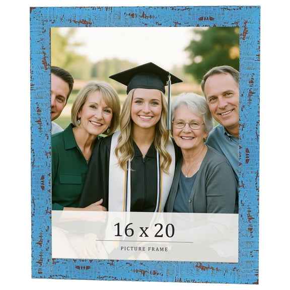 16x20 Frame Blue Solid Wood Picture Frame Width 1.125 Inches | Interior Frame Depth 0.5 Inches |