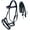 Black/Beaded, variant on Horse Western Black Leather Beaded Bitless Padded Sidepull Bridle Reins 77RS17BK