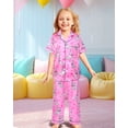 thumbnail image 2 of Girls Pajamas Silk PJS Set Rainbow Unicorn Sleepwear Short Sleeve Long Pants Jammies for Toddler Kids, 2 of 6