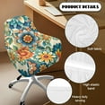 thumbnail image 5 of ZIATUBLES Boho Mandala Flower Print Curved Back Dining Room Chair Covers with Arms Stretchable Vanity Desk Chair Slipcover Removable Universal Chair Protector Cover for Dining Living Room, 5 of 7