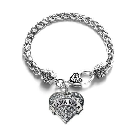 Chicago Bears Rubber Bracelet - Mama Bear Pave Heart Braided Bracelet