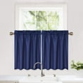 thumbnail image 2 of GlowSol 30"W x 24"L Cafe Curtains Waffle Weave Light Filtering Kitchen Window Curtain Sets for Bathroom, Navy Blue, 2 Panels, 2 of 7