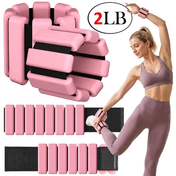 Kornsurte Adjustable Wrist and Ankle Weights for Women, 2 lbs Total, for Walking, Pilates, Yoga, Barre and Dance