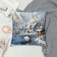 thumbnail image 2 of Orinice Snowy Village River Bridge Graphic Decorative Pillow Cover for Home Couch Living Room Bedroom Sofa Short Plush 1PC 12x12in, 2 of 5