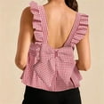 thumbnail image 4 of KDFJPTH Womens Tank Tops Summer Plaid Ruffle Casual Cute Fashion Dressy Cami Shirts Red S, 4 of 5