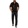 thumbnail image 2 of INSPIRE CHIC Men's Short Sleeve Button Down 70s Disco Costume Party Shirts XL Black Golden, 2 of 4
