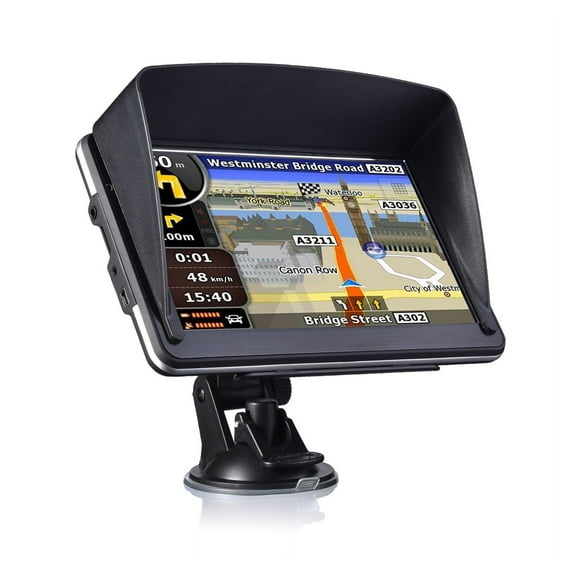 7 Inch Gps Navigator Portable Navigator 8GB-256MB Sunshade Gps Navigation Device Maps Truck Car Auto Touch Screen ,Flexible Double Bracket Installation