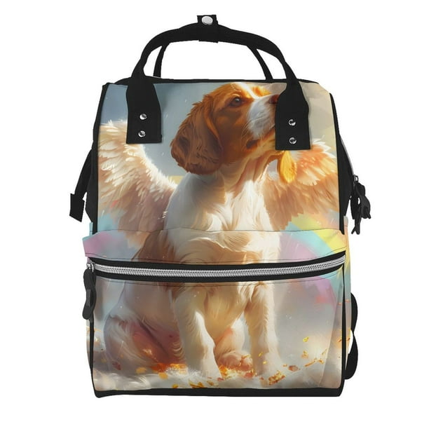 Fotbe Rainbow English Cocker Spaniel Mochila Maternidad - Lona de Sarga Impermeable, Mochila de Pañales de Gran Capacidad con Múltiples Bolsillos y Correas Ajustables