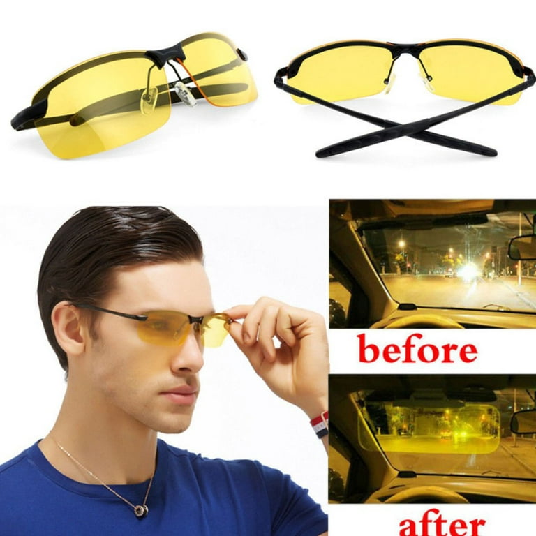 Men's Night-Driving Glasses Polarized Lens Rectangular Al-Mg Metal