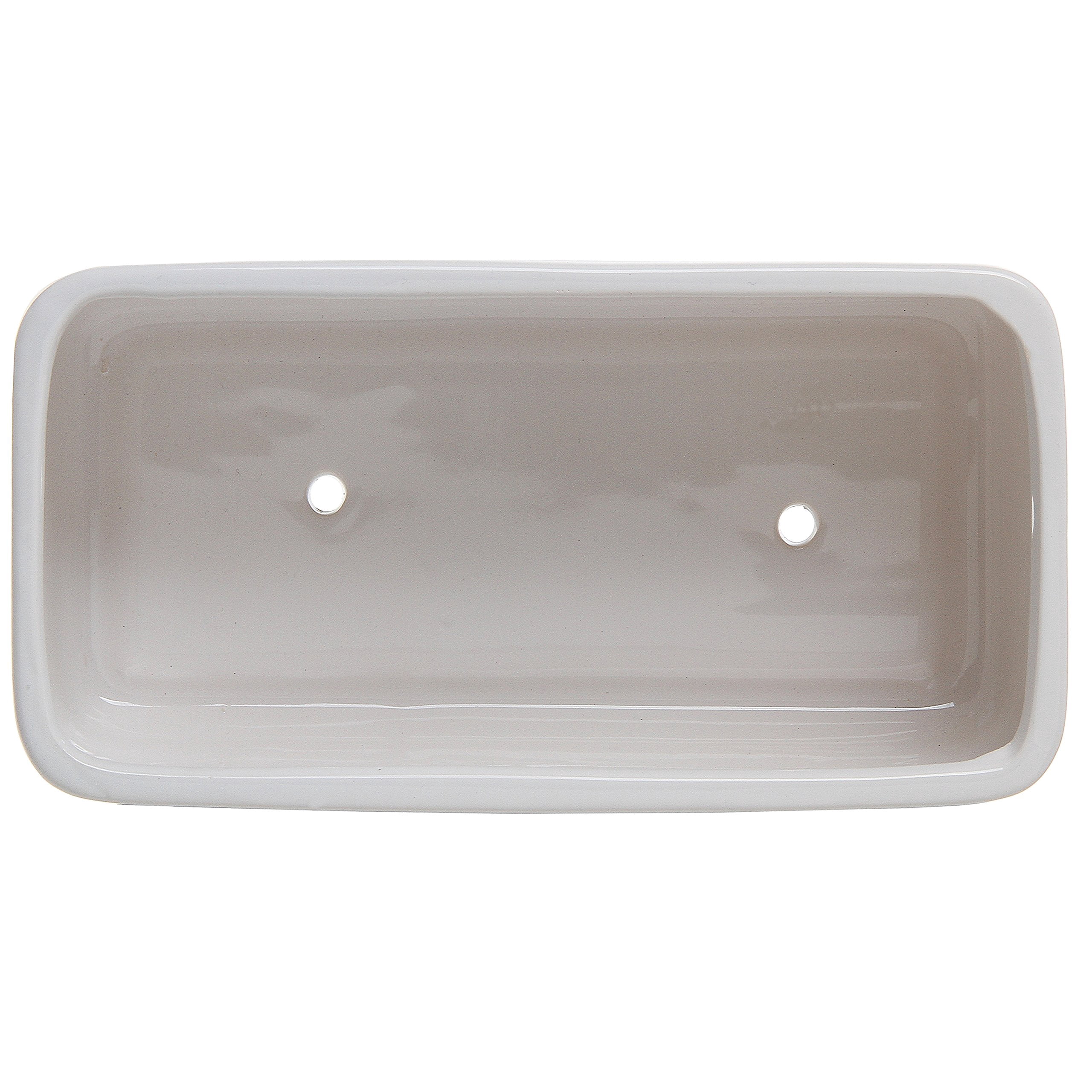 14 Inch Ceramic Indoor Plant Pot with Drainage Hole, Rectangular Succulent Planter Window Box with Removable Saucer, Matte White Finish