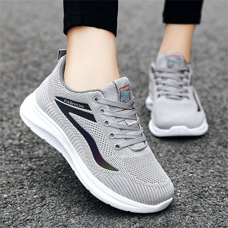 

NEGJ Fashion Autumn Women s Sneakers Flat Lightweight Round Toe Lace Up Mesh Breathable Simple Style