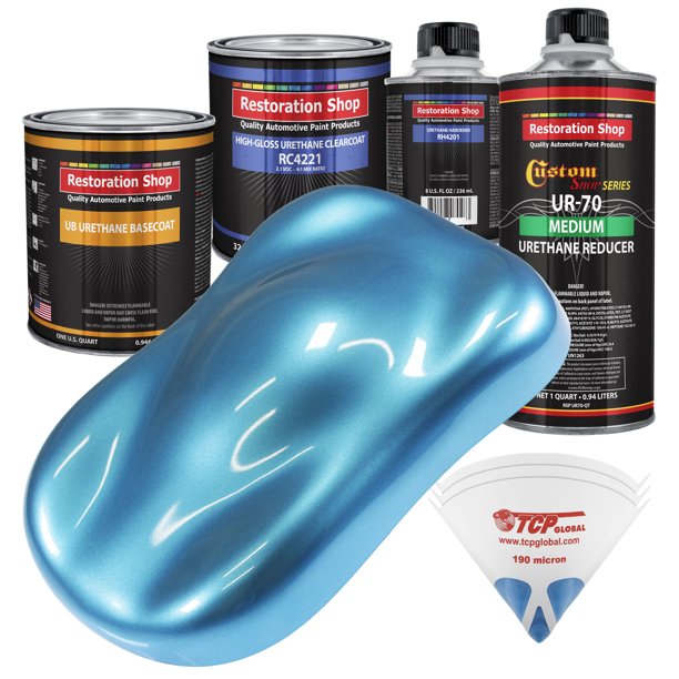 Electric Blue Metallic Quart URETHANE BASECOAT CLEARCOAT Car Auto Body