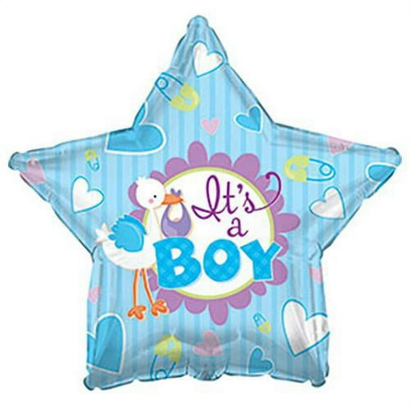 LOONBALLOON Baby Boy Balloons, 17″ IT'S A BOY STORK STAR