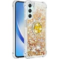 thumbnail image 3 of Case for Samsung Galaxy A25 5G, Galaxy A25 5G Liquid Case Glitter Clear TPU Cute Love Moving Quicksand Sparkle Phone Case with Stand Liquid Shockproof Cover for Samsung Galaxy A25 5G Gold YBZ, 3 of 14