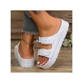thumbnail image 5 of Womens Adjustable DoubleBuckle Sandals Fashion Waterproof Beach Slide Comfortable EVA Flat Shoes, 5 of 7