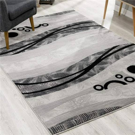 4 x 6 ft. Gray & Black Abstract Waves Area Rug