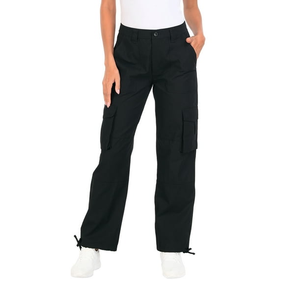 HDE Women's High Waisted Baggy Y2K Cargo Pants with Pockets Black XS