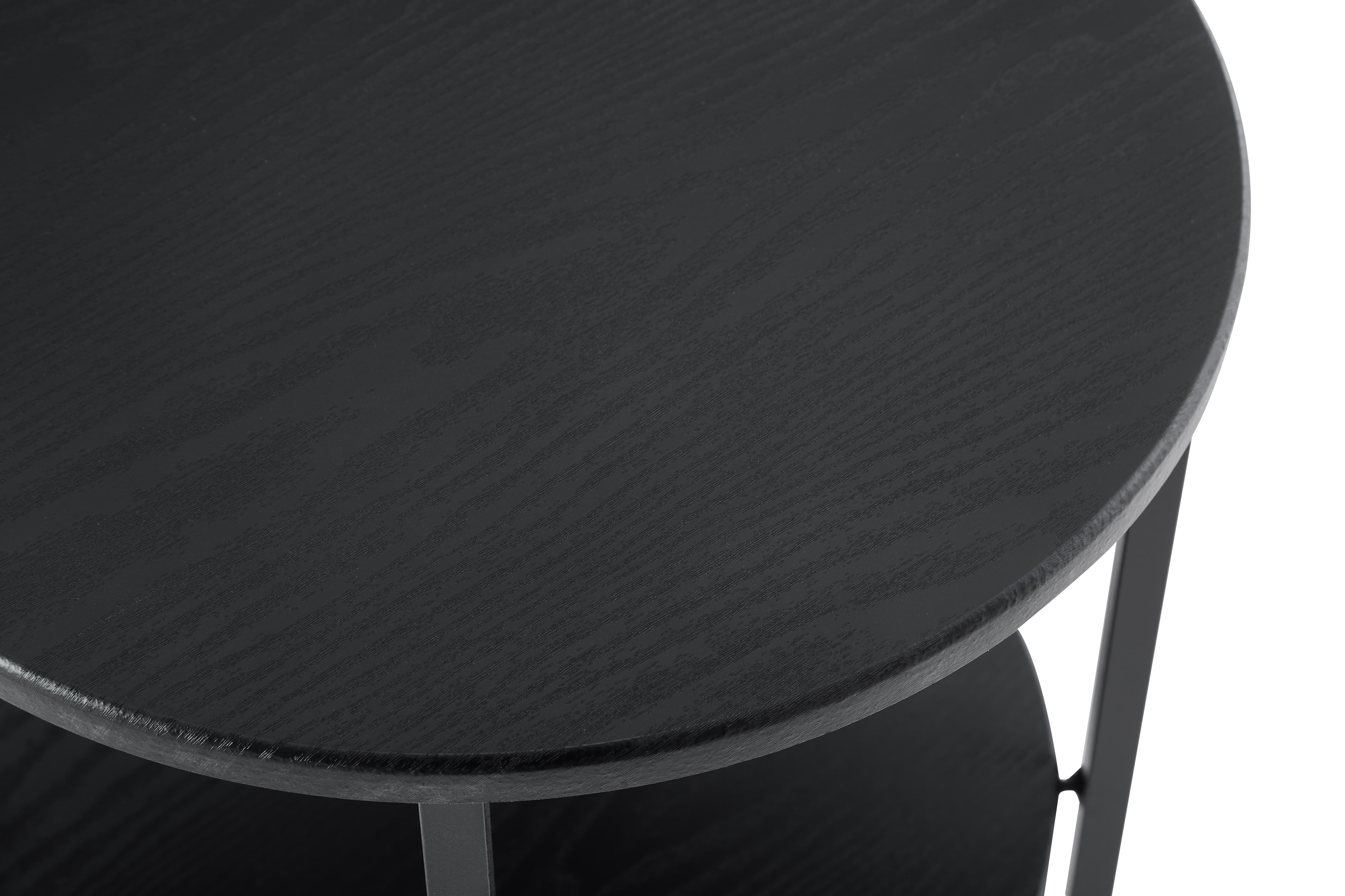 MAYEERTY Small round side table,2 tiers farmhouse end table,accent tables for small spaces,night stands for bedrooms living room,coffee tables with storage shelf,Black