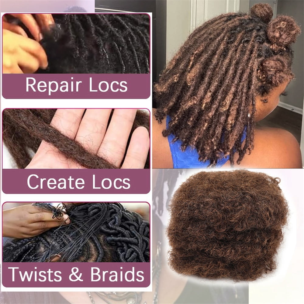 Afro Kinkys Bulk Human Hair #4 Brown Hair Bundles for Mini Twist, Braiding, Loc Extensions & Crochet