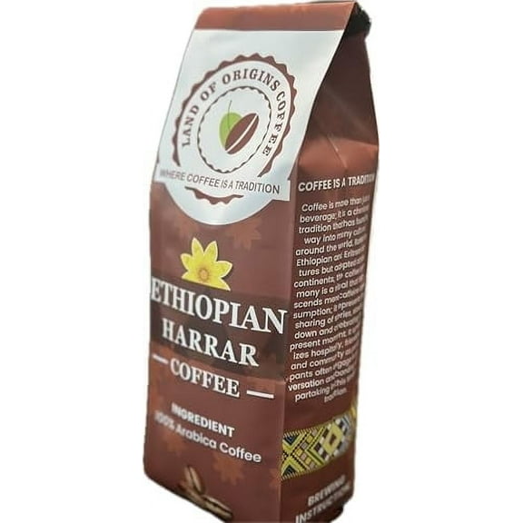 Land of Origins Coffee Ethiopian Harrar Whole Beans Medium Roast Coffee