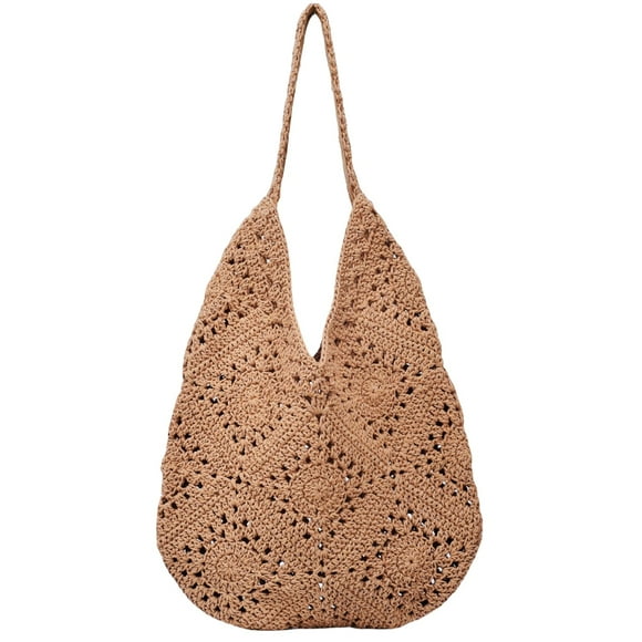 Bolsa de playa MEUPEHO, bolso de ganchillo tejido bohemio, color caqui