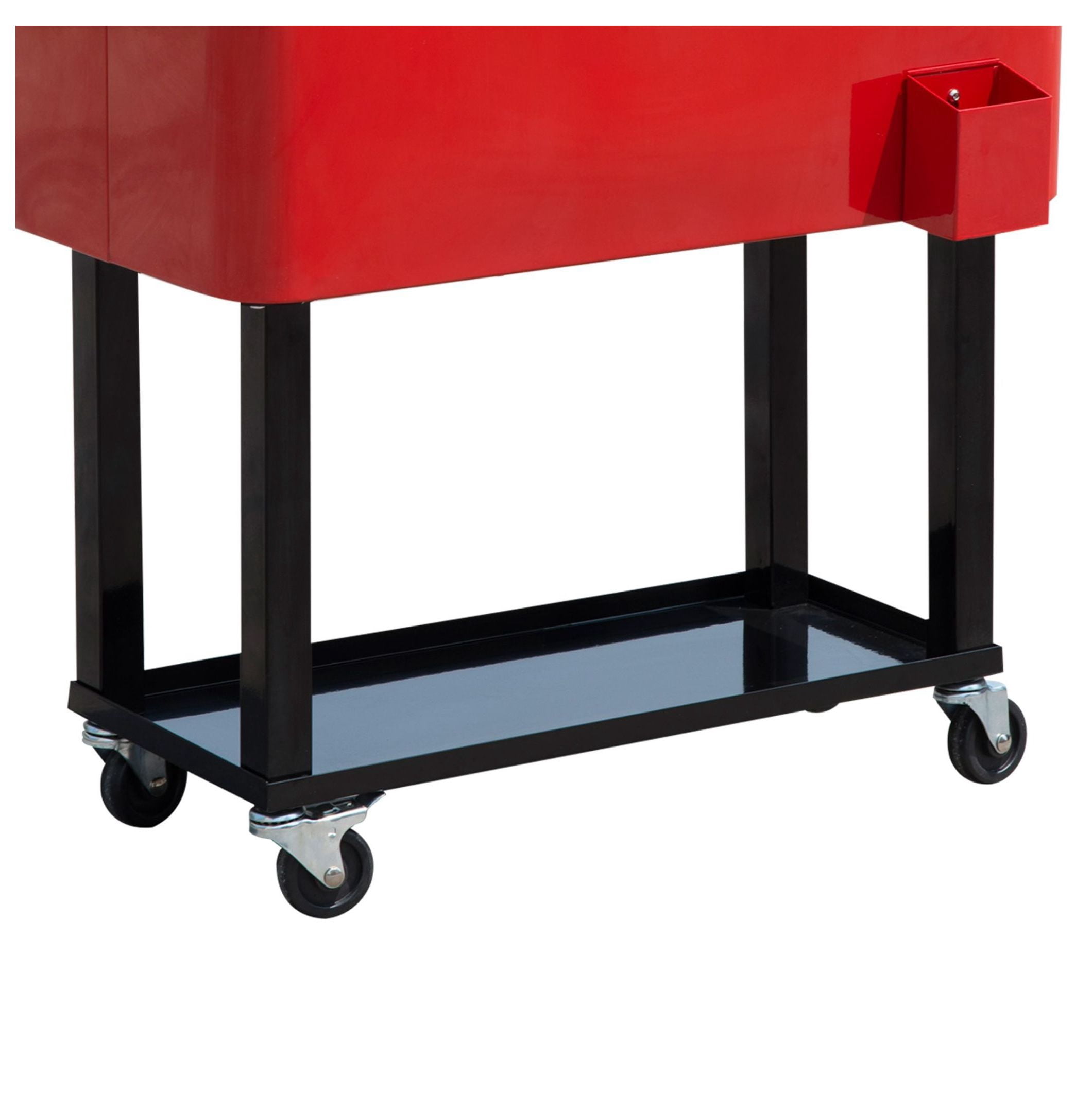 80 QT Rolling Cooler Cart, Red Ice Chest on Wheels for Parties & Outdoors