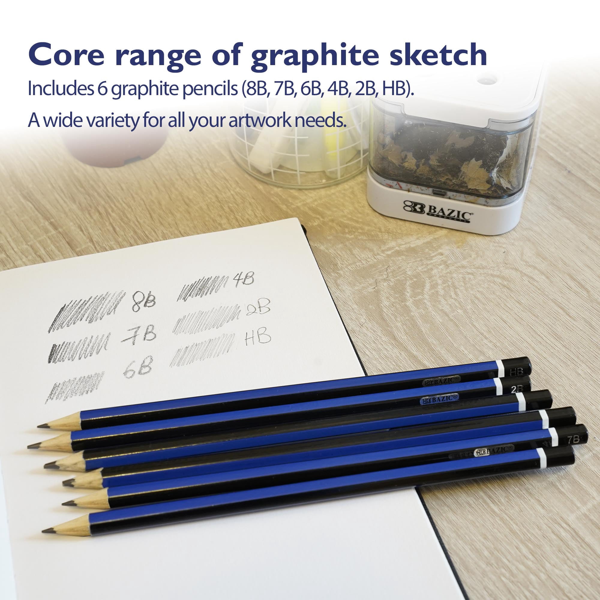 BAZIC Drawing Sketching Pencil Set, for Beginner Artist (6/Pack), 24-Pack