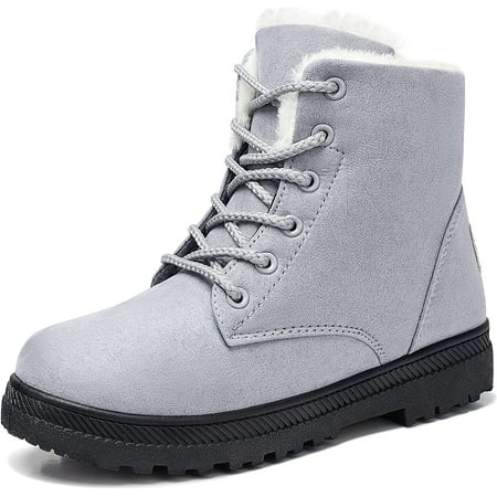 

Winter Snow Boots for Women Warm Fur Lined Ankle Boots Comfortable Suede Lace Up Booties Cute Flat Shoes
