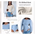 thumbnail image 4 of ANRABESS Long Sleeve Bodysuits Top for Women Crewneck Slim Fit Tight Body Suits,Compression Tee Shirts,Ribbed Knit Bodyshirt,Crotch Open,Casual Layer Undershirts Clothing White M, 4 of 9