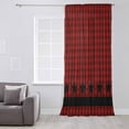 thumbnail image 3 of Red Black Plaid Semi Sheer Curtains Drapes for Living Room, Bedroom, French Doors Window 63 Inches Long, Country Vintage Star Abstract Gingham Rod Pocket Chiffon Curtain Drapery Voile Drape Panel, 3 of 6