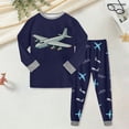 thumbnail image 2 of TOWED22 Toddler Boys Warm Clothes Set 2 Piece Long Sleeve Print Pullover Sweatshirt Top Elastic Waist Sweatpants Fall Winter Outfits(Dark Blue,2-3 Y), 2 of 6