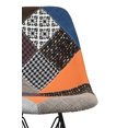 thumbnail image 4 of 2xhome - Multicolor Patchwork Sam - Modern Upholstered Side Fabric Chair Patchwork Multi-pattern Eiffel Wire Base Dining Room Chair No arm, 4 of 6