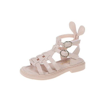 

Woobling Toddler Gladiator Sandal Strappy Shoes Summer Sandals Party Flats Fashion Dress Shoe Open Toe Soft Sole Pink 10.5C
