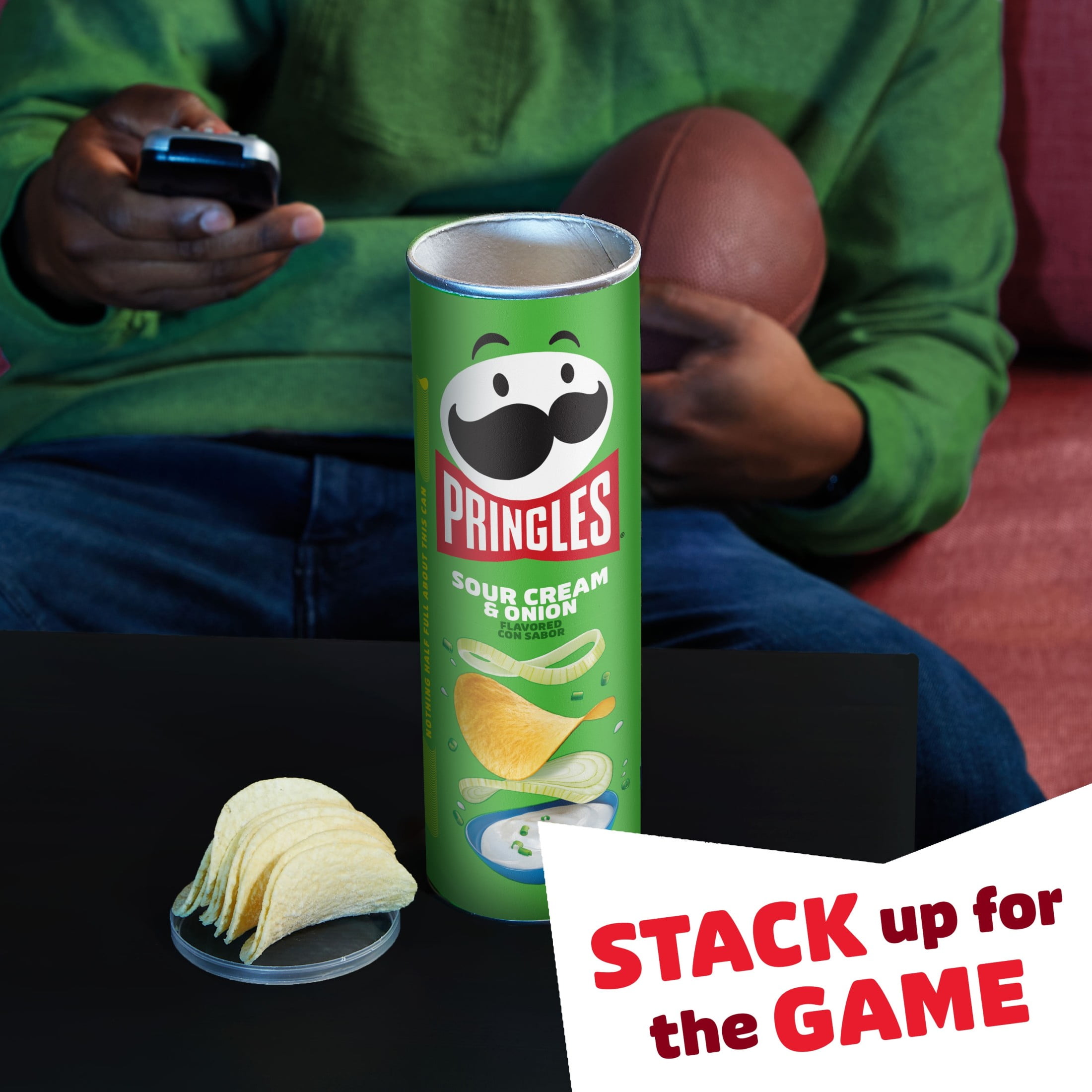 Pringles Sour Cream and Onion Potato Crisps Chips, Lunch Snacks, 5.5 oz Canister
