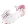 thumbnail image 1 of Cathalem Girls Haut Talons Robe Pompe Sandals Chunky Bas Talon Ouvert Paillettes Cheville Sangle Robe de Soirée Chaussures, Blanc 30, 1 of 4