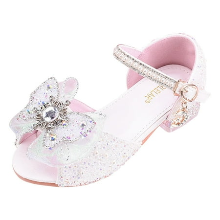 

JDEFEG Girl Sandals Bow Shoes Little Girl Shoes Girl Dress Shoes Breathable Activewear Summer Girls Sandals Dress Shoes White Size 33