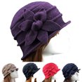 thumbnail image 3 of Visland Women Beanie Hat, Winter Warm Fashion Vintage Wool Felt Solid Color Flower Elegant Cap for Party Dating Shopping Outdoor, 3 of 5