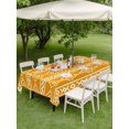 thumbnail image 4 of Outdoor Tablecloth with Umbrella Hole for Patio/Picnic/Party/Camping, Yellow Boho Waterproof Table Cloth Rectangle Table Cover Washable, Abstract Geometric Bohemia Ethnic Striped (60"x 102"), 4 of 8