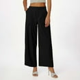 thumbnail image 2 of Womens Pants Thin Breathable Linen Pants High Waisted Loose Fit Solid Spring Summer Trousers Black L, 2 of 4