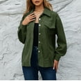 thumbnail image 2 of Lovskoo 2024 Long Sleeve Shirts for Women Corduroy Button Down Shirt Casual Print T-Shirts Single Breasted Fall Spring Loose Shirt Tops Blouse Olive Green, 2 of 7