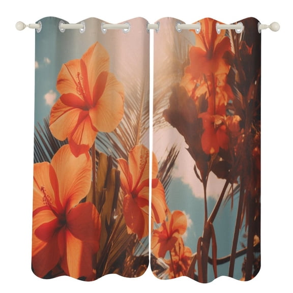 Hawaiian Style Blackout Curtains for Bedroom Curtains Insulated Room Darkening Window Drapes for Living Room