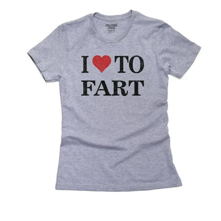 I Love to Fart - Big Red Heart Graphic Women's Cotton Grey T-Shirt