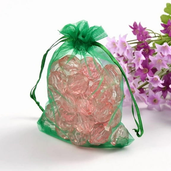 100pcs Organza Bags Organza Pouches for Potpourri Rectangle Green about 10cm wide 15cm long