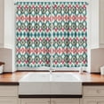 thumbnail image 2 of Ikat Kitchen Curtains, Style Tied Knotted Triangle Handmade Effect Traditional Boho Design, Two Panels Drapes with Rod Pocket Room Decor, 55" X 45", Cream Red Teal, by Ambesonne, 2 of 3