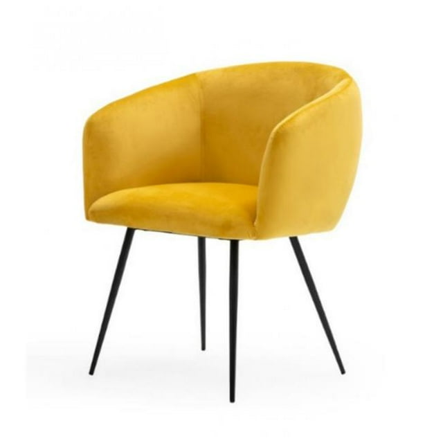 HomeRoots 472240 Yellow Velvet Modern Dining Chair