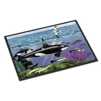 Carolines Treasures PTW2040JMAT Whale Orcas Door Mat Indoor Rug or Outdoor Welcome Mat 24x36 Doormat 36"L x 24"W